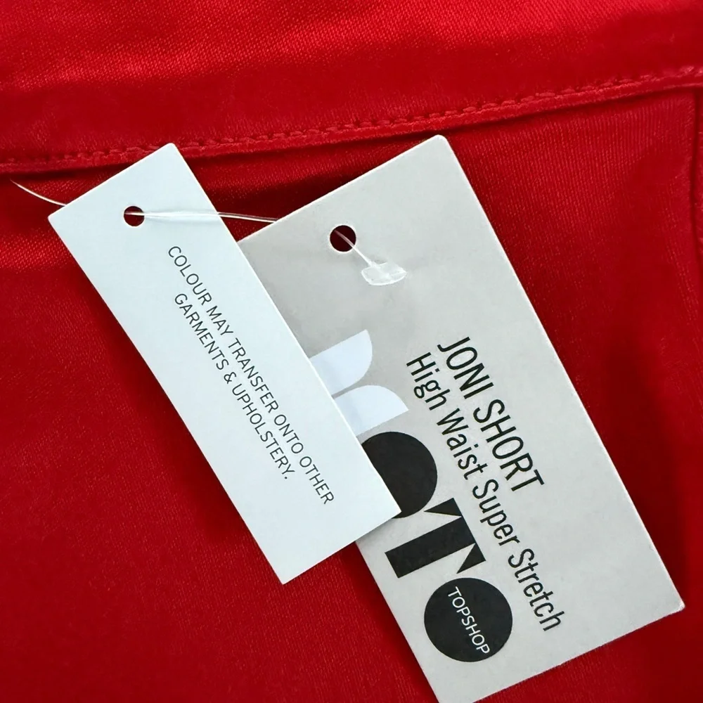 Topshop Red Satin High Waist Stretch Shorts (NWT)